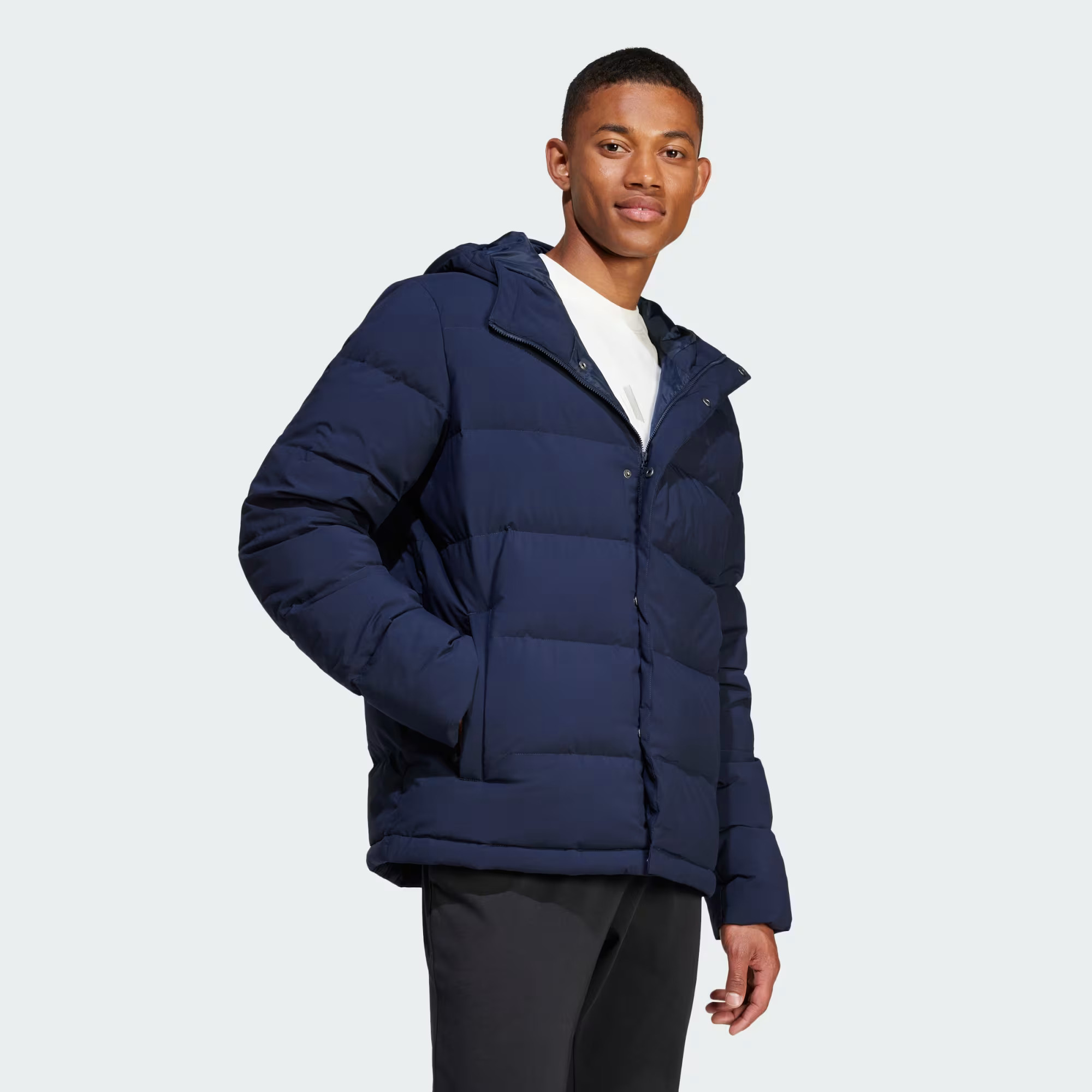 adidas Erkek Helionic Hooded Down Mont Lacivert Mont IZ4701